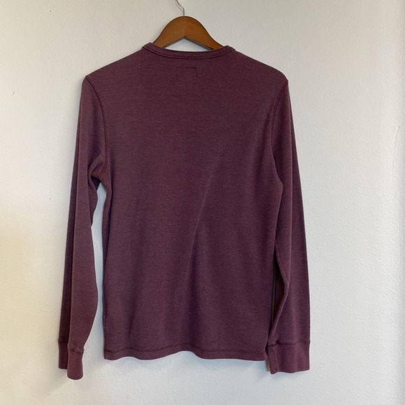 Abercrombie & Fitch Shirt Mens Medium Red Waffle Knit Thermal Henley Comfy Casua - Picture 3 of 11